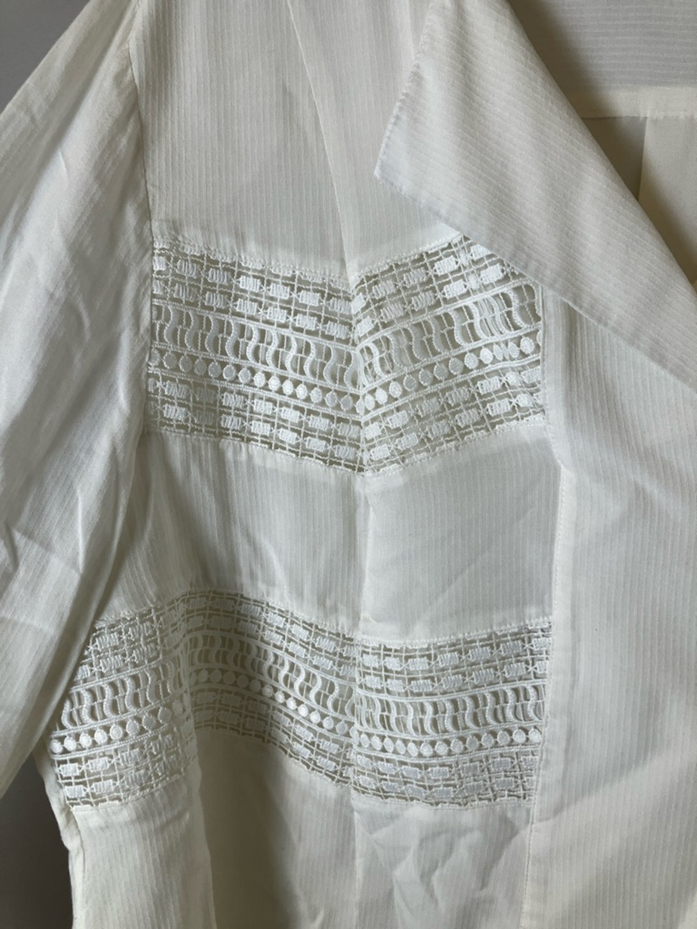 Chico's Size 3 Ivory Lace Trim Blouse Women's XL 16/18 Boho Romantic Long Sleeve - Picture 4 of 9